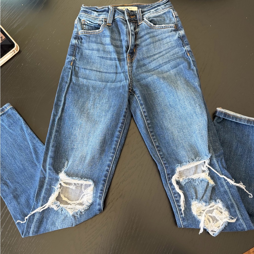Trendy Ripped Blue Skinny Jeans
